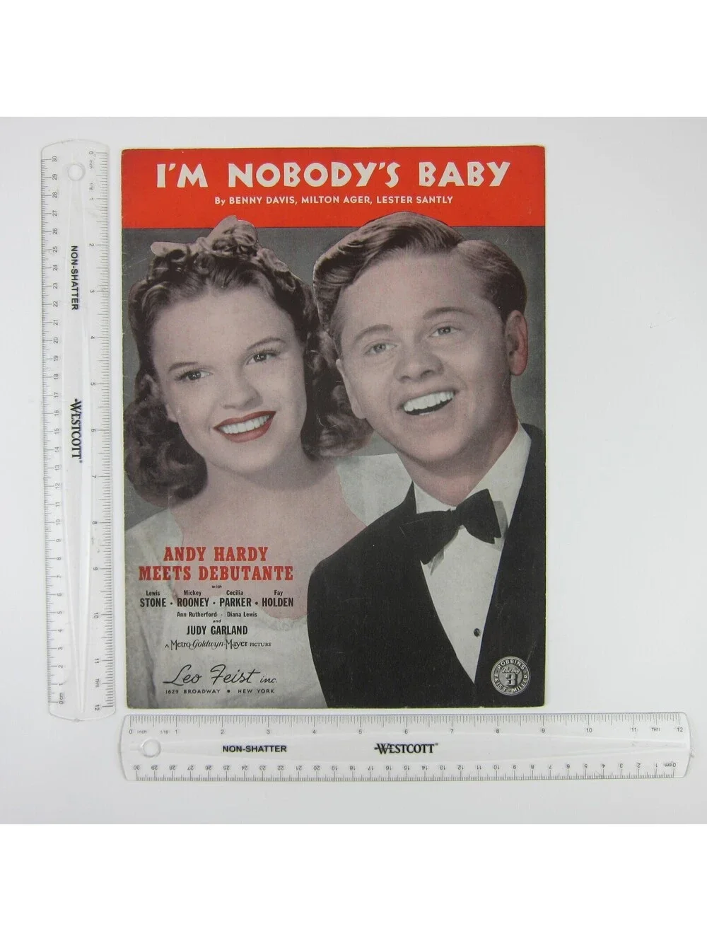 Sheet Music I'm Nobody's Baby Andy Hardy Judy Garland Mickey Rooney Antique 1921